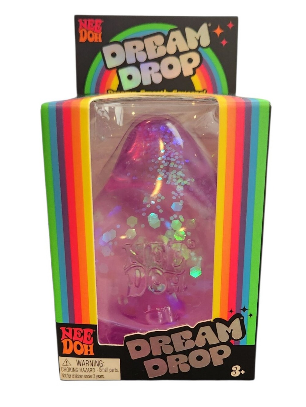 NEW NeeDoh Dream Drop Purple Dreamy Smooth Squeeze/Splash Display Stand Sparkle